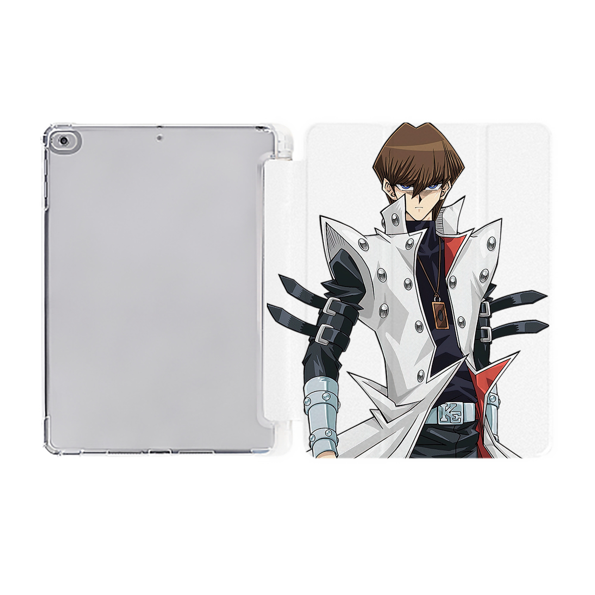 （画像用） 遊☆戯☆王 Yu-Gi-Oh! IPad ケース ペン収納付き 三つ折りスタンド PUレザー×シリコン 対応機種9.5/10.5/10.9インチ